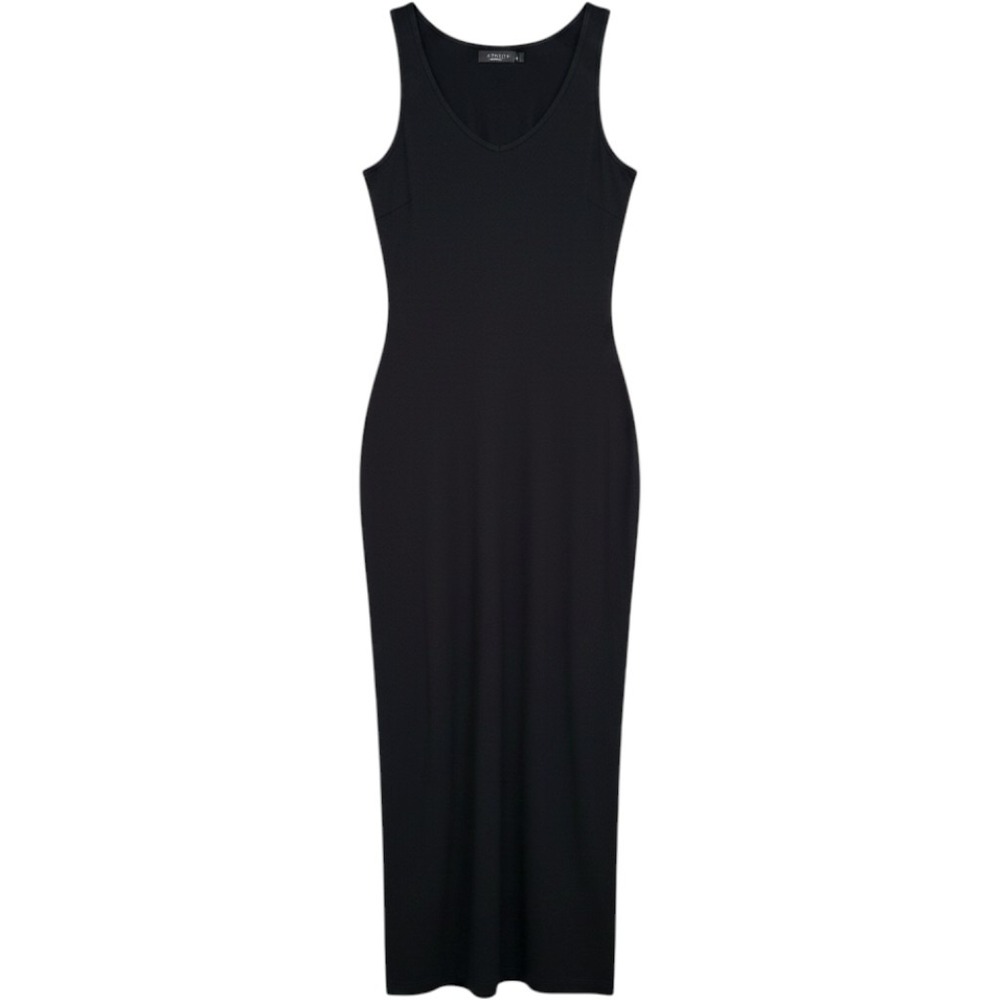 Joe & Elle Small Black Sleeveless Bodycon Midi Dress Womens Scoop Neck Back Slit